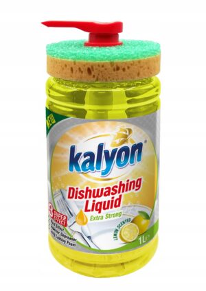 Kalyon Płyn do mycia naczyń z dozownikiem i gąbką cytryna 1000 ml